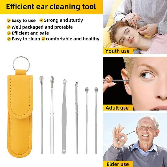 Pack of 6 Ear Pick Kit β Portable Ear Wax Remover with Storage Bag