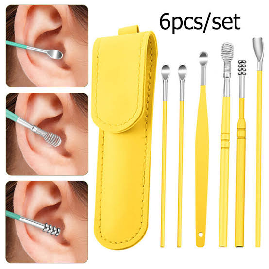 Pack of 6 Ear Pick Kit β Portable Ear Wax Remover with Storage Bag